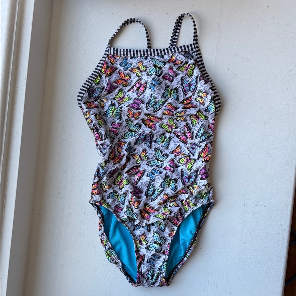 Dolfin White Butterfly-Print One-Piece Training Swimsuit Size 32